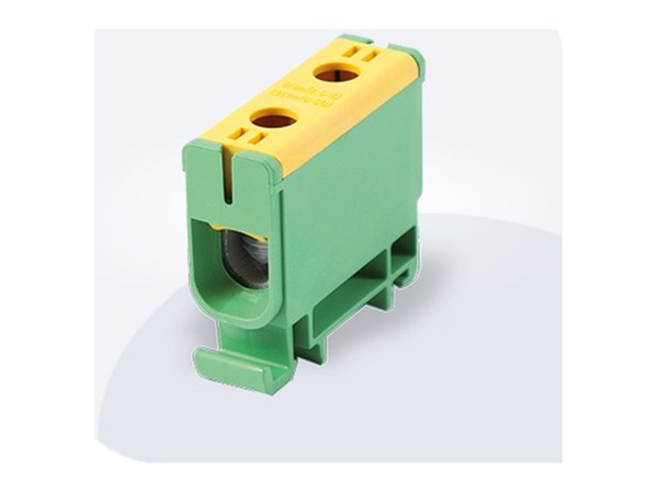 Borne de raccordement DF Electric UK 1 voie jaune et vert sur rail DIN