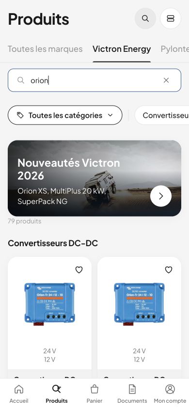 Recherche d’une référence dans le catalogue professionnel EnerMoov